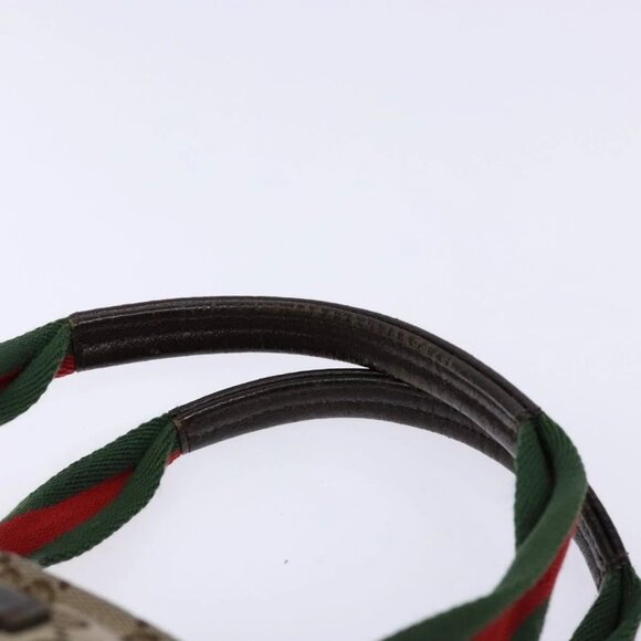 GUCCI GG Canvas Web Sherry Line Hand Bag Beige Red Green 131228 Auth 134493 - Picture 9 of 16